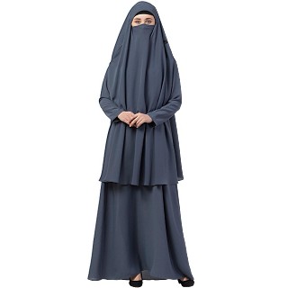 Abaya-Khimar combo- Grey