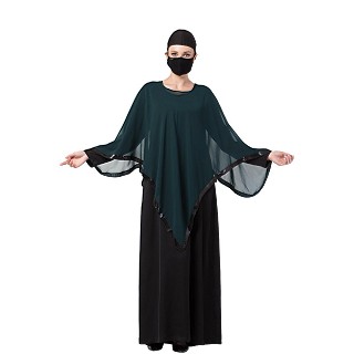 Abaya and Poncho combo- Black-Green