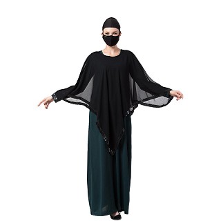 Abaya and Poncho combo- Green-Black