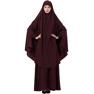 Islamic Burqa-Khimar combo- Wine