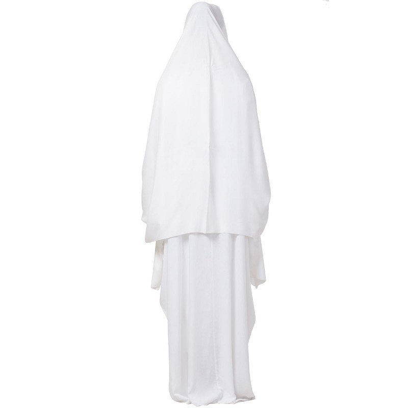 White Kaftan abaya- kaftan burqa with an Irani Chadar at shiddat.com