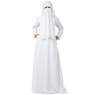 White A-line abaya and Naqaab combo