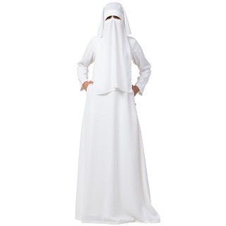 White A-line abaya and Naqaab combo