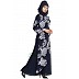 Dress abaya with Floral print- Navy Blue Dress abaya with Floral print- Navy Blue