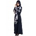 Dress abaya with Floral print- Navy Blue Dress abaya with Floral print- Navy Blue