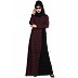 Checkered dress abaya- Maroon-Black  Checkered dress abaya- Maroon-Black