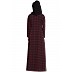 Checkered dress abaya- Maroon-Black  Checkered dress abaya- Maroon-Black