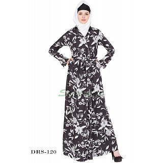  Printed dress- Black-White