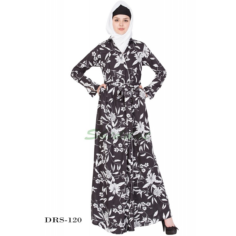 black and white print maxi dress