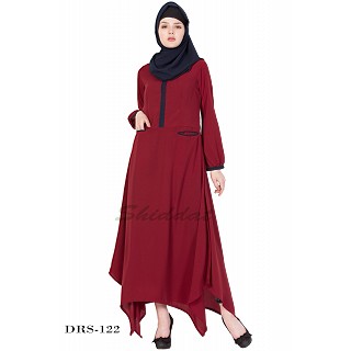 Asymmetrical Dress- Maroon