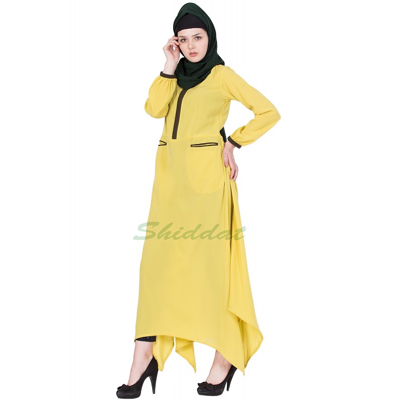 Islamic maxi dress online in India- Dark Lemon