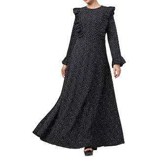 Maxi Dress with polka dots- Black