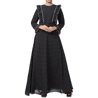 Double layered Maxi Dress with polka dots