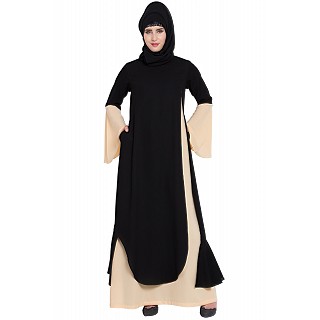 Dubai style abaya Dress- Fawn-Black