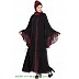 Double-layered designer abaya- Black-Maroon Double-layered designer abaya- Black-Maroon