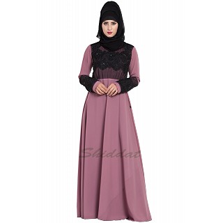 Designer Party wear abaya- Puce Pink