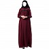 Loose fit abaya with pearl lace work- Maroon Loose fit abaya with pearl lace work- Maroon