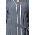 Designer front open Abaya- Grey