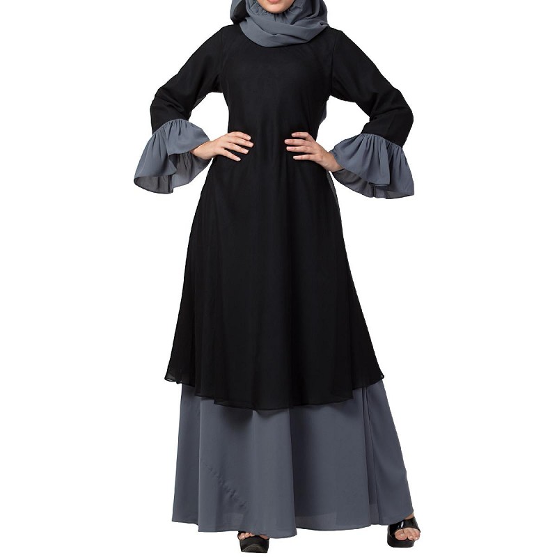 black bell sleeve abaya