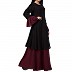 Double layered dress abaya with bell sleeves- Black-Wine Double layered dress abaya with bell sleeves- Black-Wine