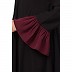 Double layered dress abaya with bell sleeves- Black-Wine Double layered dress abaya with bell sleeves- Black-Wine