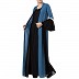 Designer abaya with attached Shrug and a belt- Blue-Black Designer abaya with attached Shrug and a belt- Blue-Black