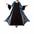 Designer abaya with attached Shrug and a belt- Blue-Black Designer abaya with attached Shrug and a belt- Blue-Black