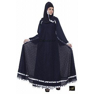 Double layered abaya- Navy Blue