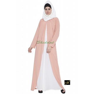 Designer abaya - Pink and Off-white Color