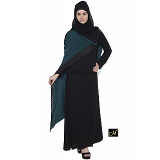 Designer abaya - Black and Midnight Blue Color