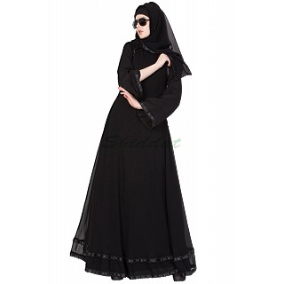 Layered designer abaya - Black 