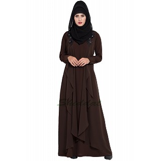 Designer Shrug Abaya- Brown