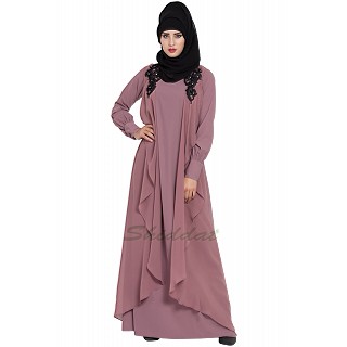 Designer Shrug Abaya- Puce Pink