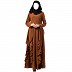 Designer abaya with falling panels- Caramel Brown