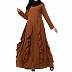 Designer abaya with falling panels- Caramel Brown