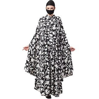 Irani kaftan with Floral print- Black-White