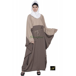  Kaftan Islamic dress - Light Grey and Beige
