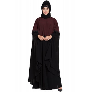 Dual colored designer Irani kaftan- Wine-Black