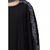 Kaftan abaya with ruffles on sleeves- Black-Grey Kaftan abaya with ruffles on sleeves- Black-Grey