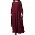 Kaftan abaya with ruffles on sleeves- Maroon-Black