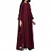 Kaftan abaya with ruffles on sleeves- Maroon-Black
