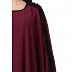 Kaftan abaya with ruffles on sleeves- Maroon-Black