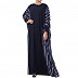 Checkered Kaftan abaya- Blue-Multi color Checkered Kaftan abaya- Blue-Multi color