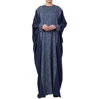 Designer printed Kaftan abaya- Blue-Multi color