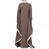 Kaftan abaya with Chikan embroidery work- Khaki
