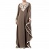 Kaftan abaya with Chikan embroidery work- Khaki