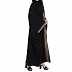 Designer Kaftan abaya with lacework- Black-Beige