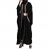 Designer Kaftan abaya with lacework- Black-Beige