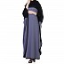 Duel colored Kaftan abaya - Grey-Black Duel colored Kaftan abaya - Grey-Black