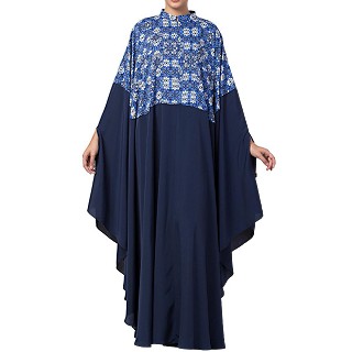 Irani Kaftan with printed fabric- Blue